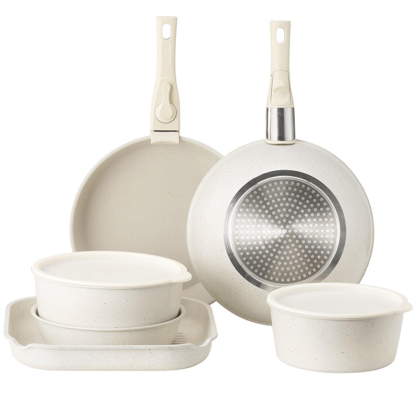 17-Piece Pots and Pans Set, Granite Nonstick Cookware with Detachable Handle, Oven Safe