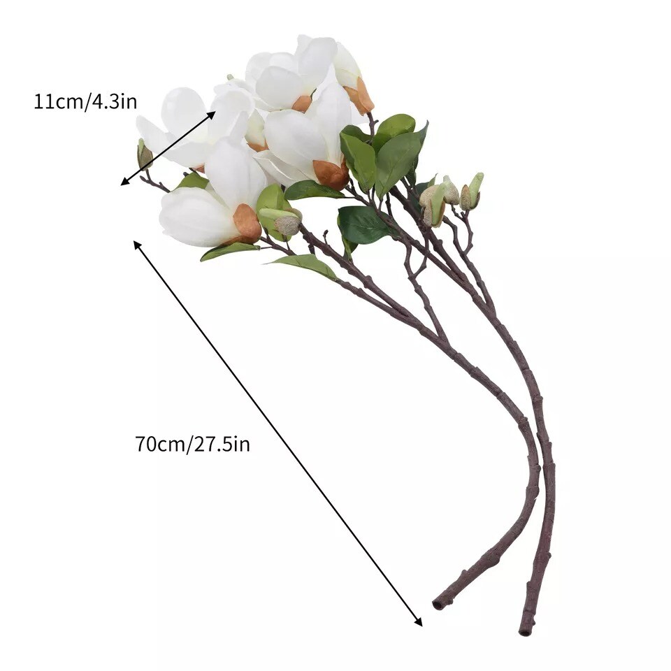 2x Artificial Magnolias Flower Bouquet Fake Plant Bunch Wedding Party Home Decor