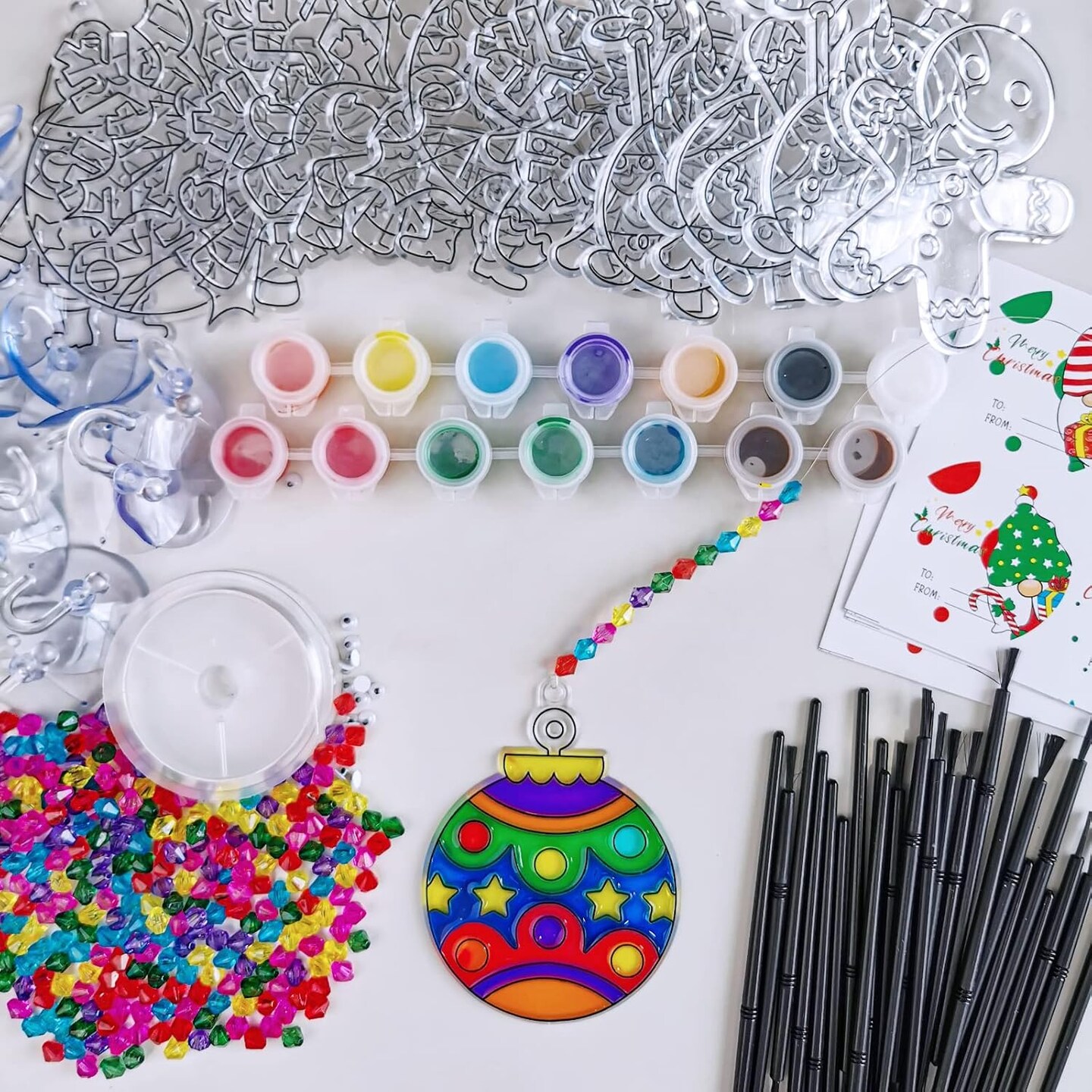 24 Sets Christmas Suncatchers Ornaments Craft Kits Decorations