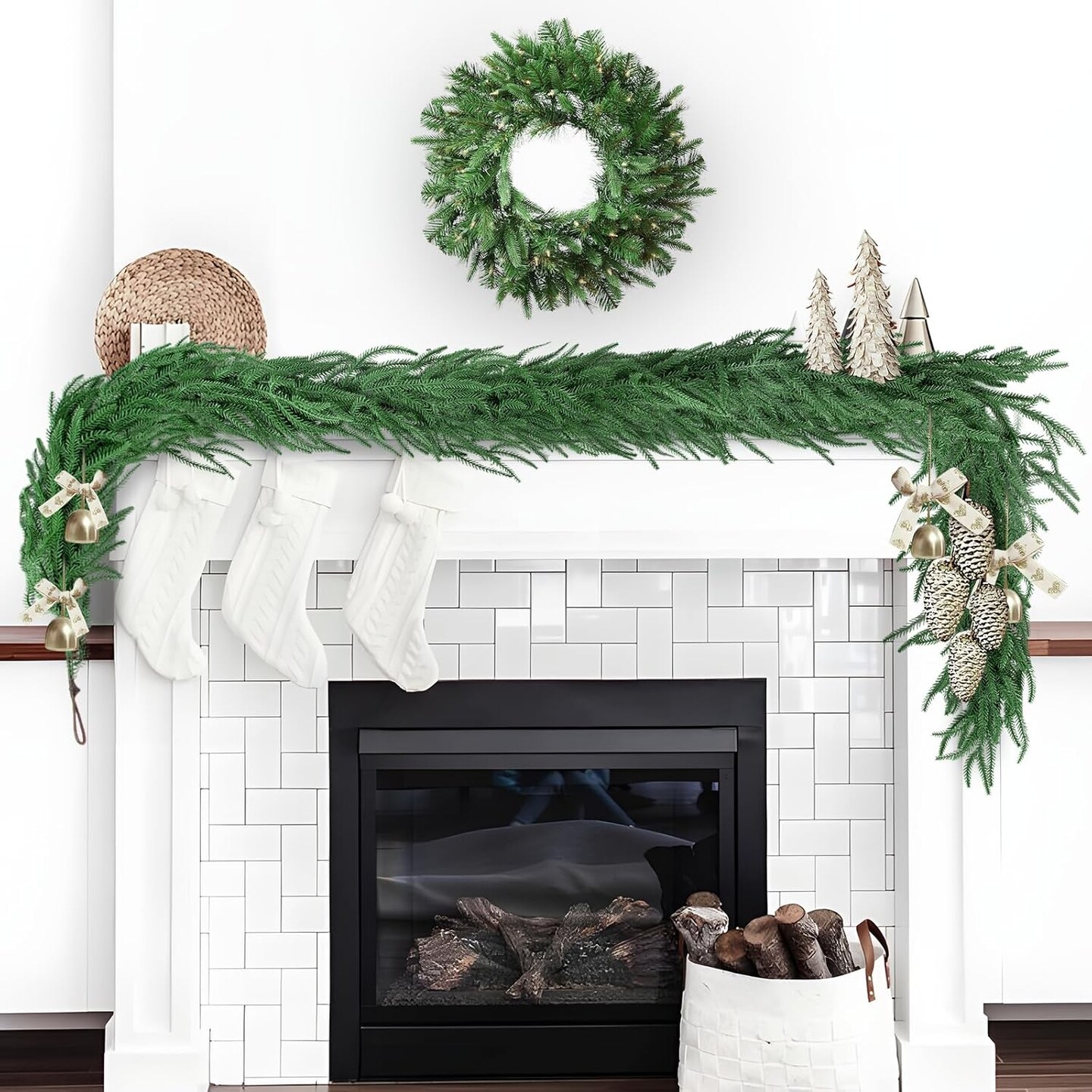 2 Pcs 6 Ft Artificial Norfolk Pine Garlands (&#x9;Green)