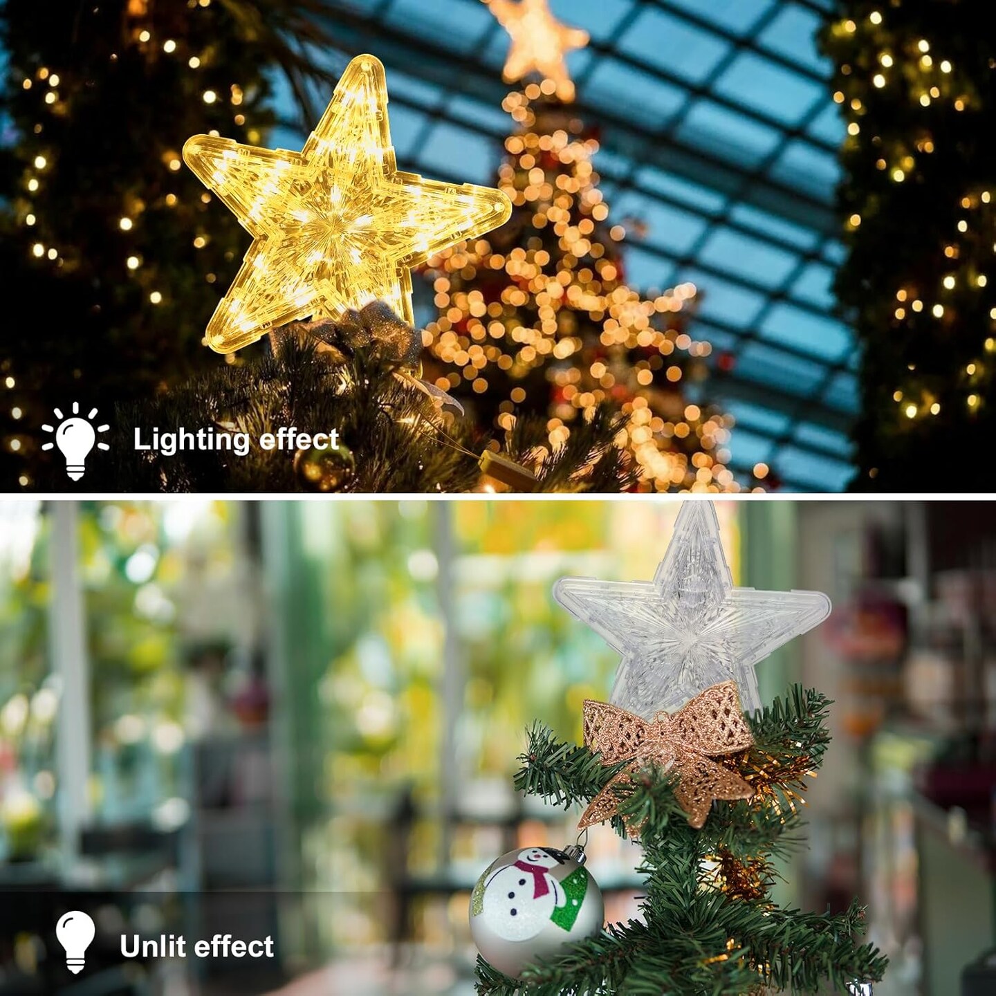 Christmas Tree Topper Lighted, 9 Inch Star-Shaped Tree Topper, Heavy-Duty Star-Shaped Decoration