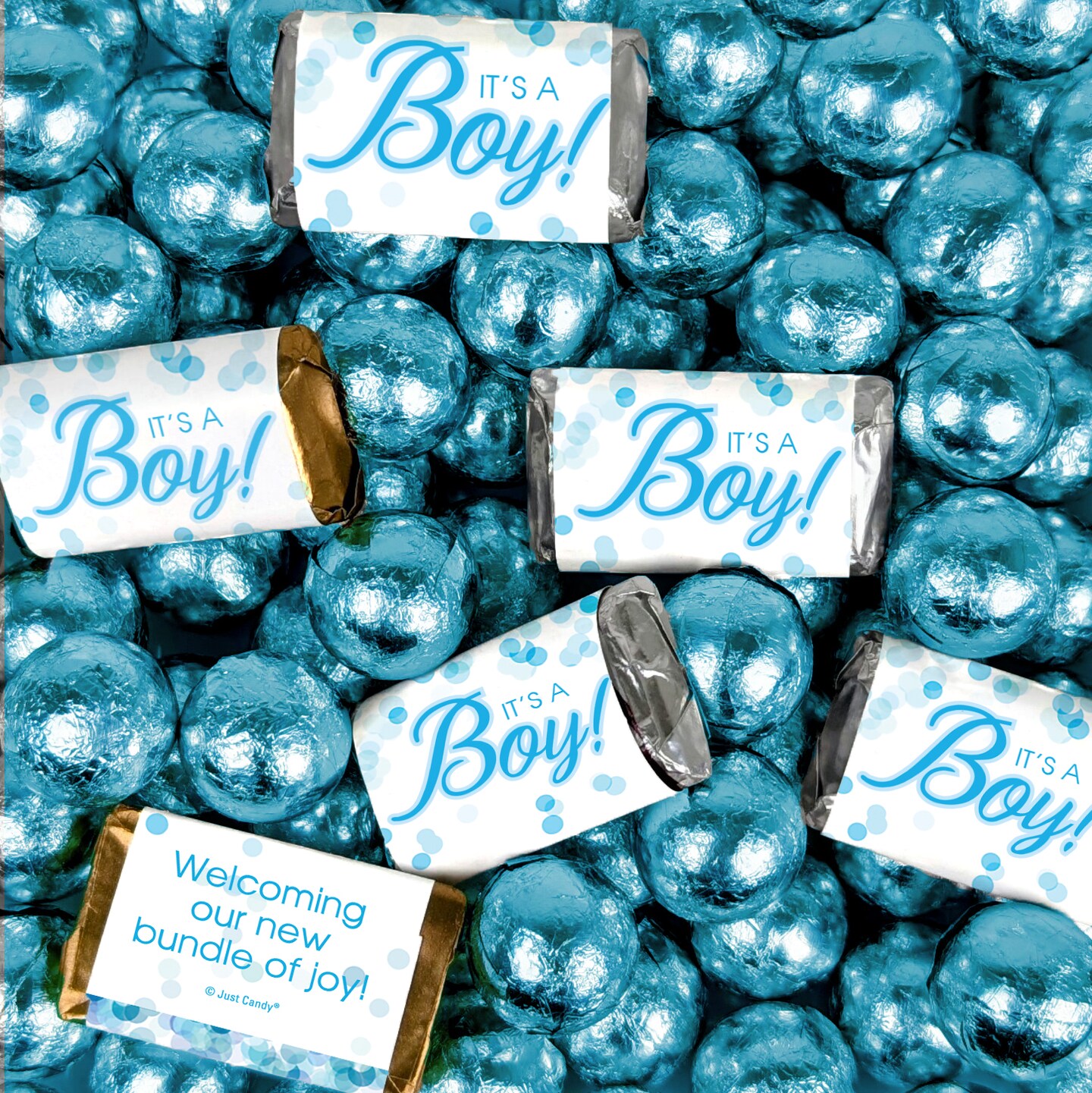 It's A Boy Bubbles Themed Hershey's Miniatures and Chocolate Balls