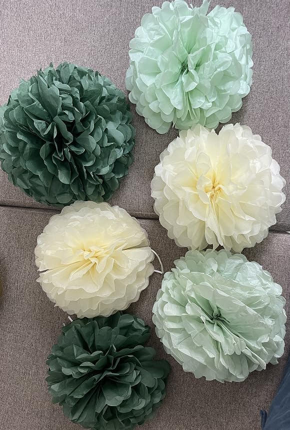 Mint Sage Green Party Decorations(Beige + Soft Dark Green)