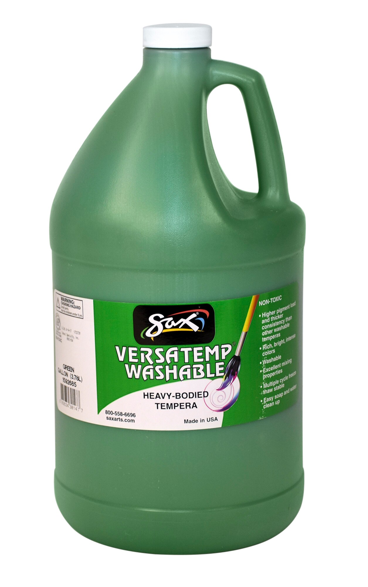 Sax Versatemp Washable Heavy-Bodied Tempera Paint, 1 Gallon, Green