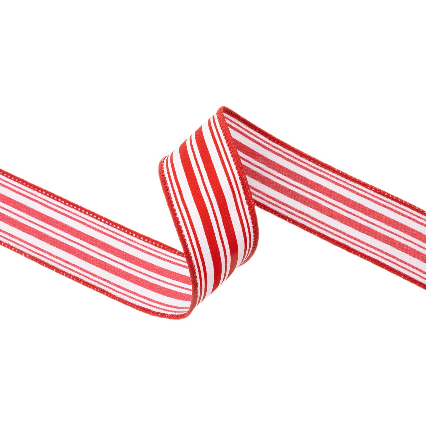 LaRibbons 1 1/2&#x22; Wired Ribbon | &#x22;Striped&#x22; Red/White | 10 Yard Roll