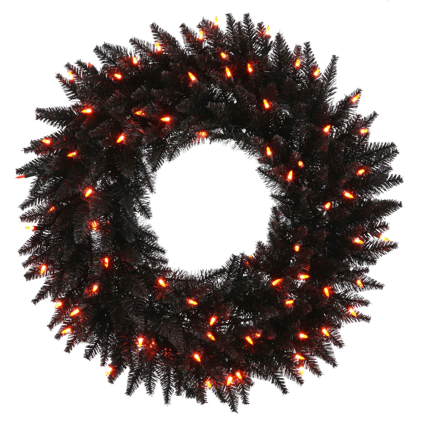 Vickerman 30" Black Fir Wreath DL LED 100Org 260T - K162131LED