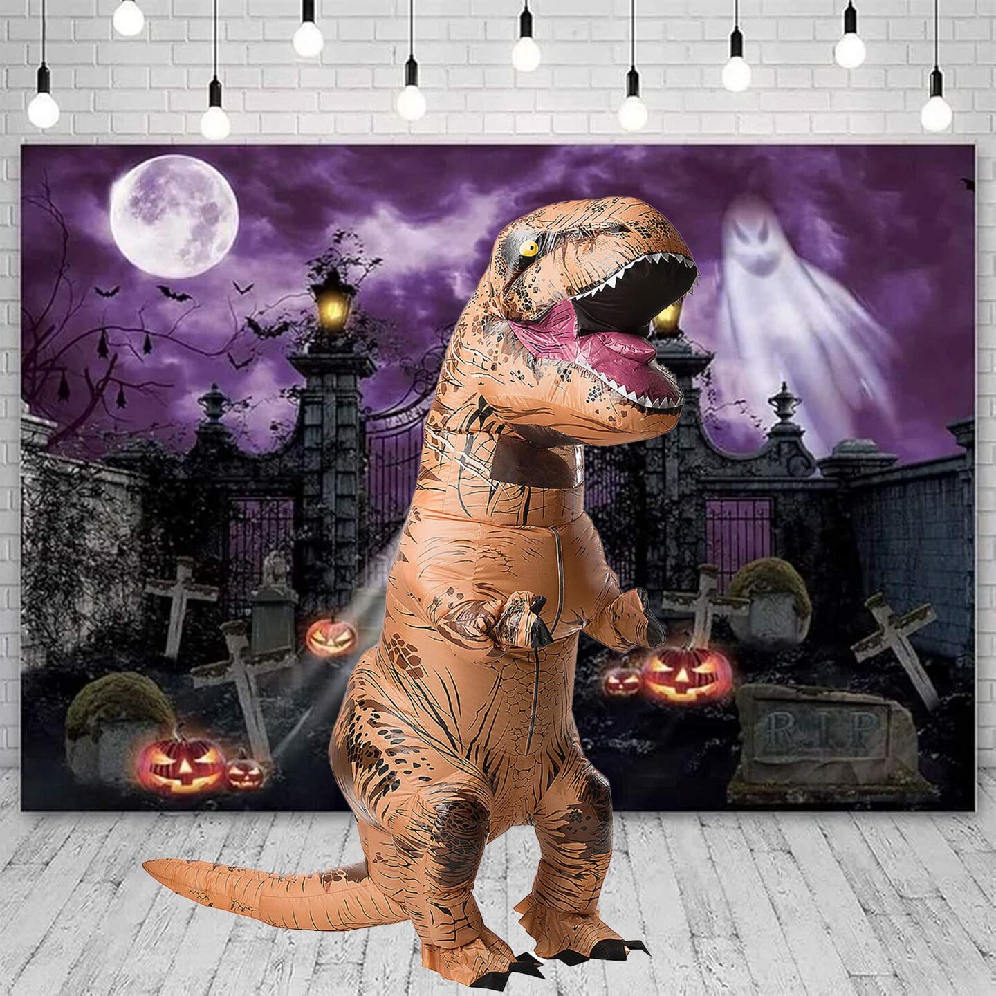 Adult T Rex Inflatable Costume with Sound Battery Operated Dino Jumpsuit
