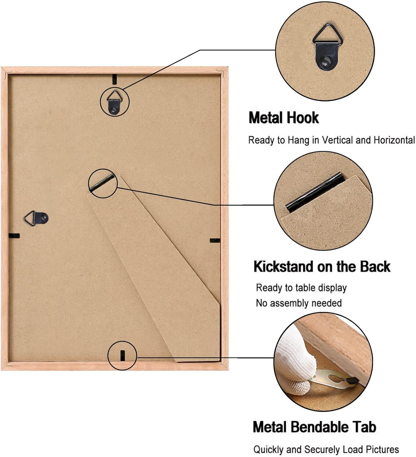 Set of 4 - 5x7 Picture Frame Made of Solid OAK Wood Covered by Real Glass(Natural Wood Color)6"L x 5"W