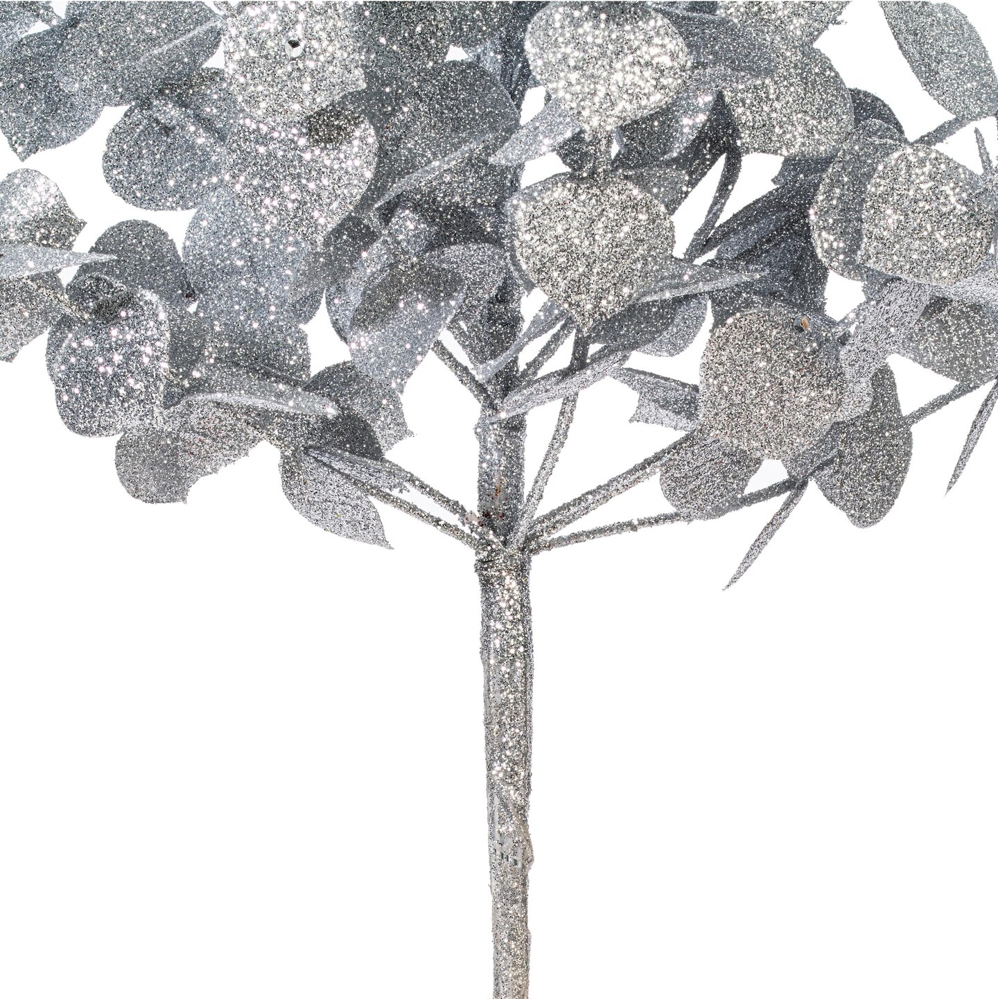 Vickerman 28" Silver Artificial Eucalyptus Glitter Spray 2 per bag.