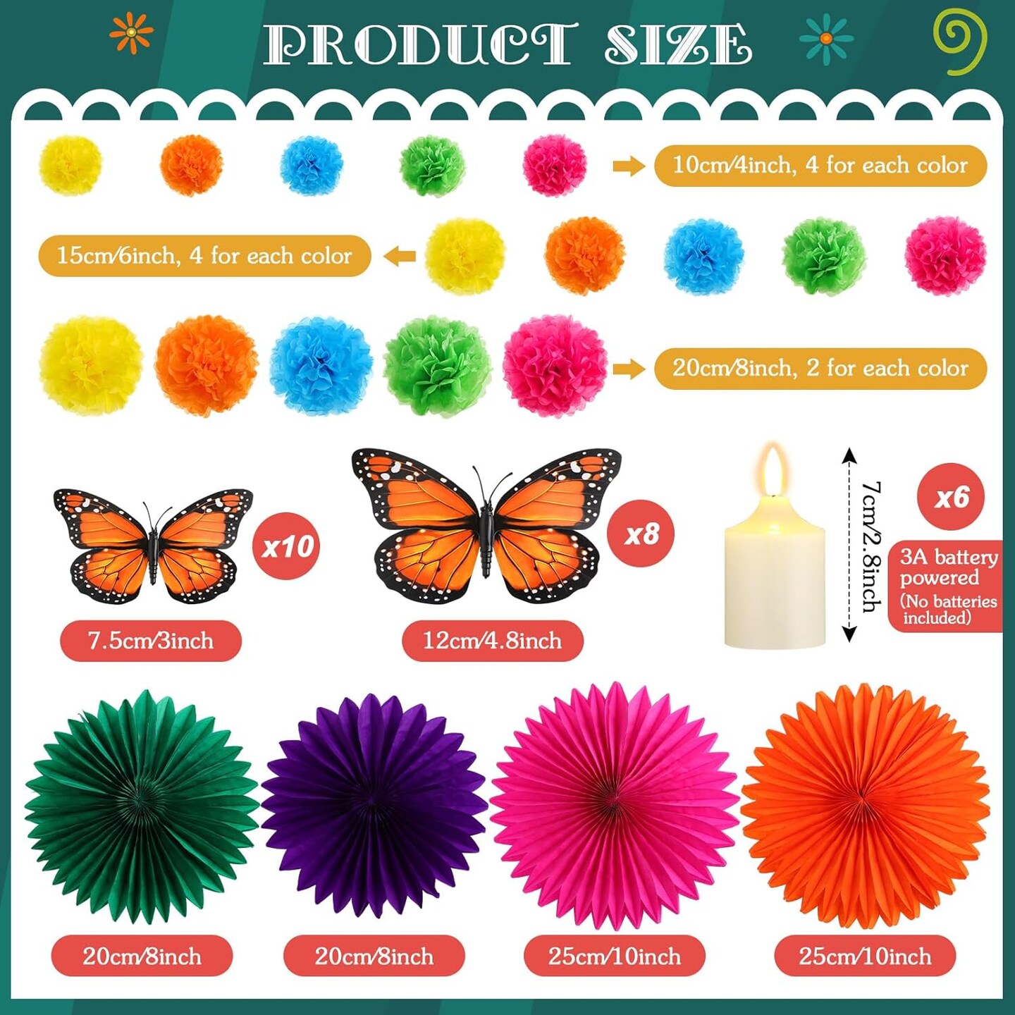 82 Pcs Day of the Dead Altar Decoration Kit (Multicolor)