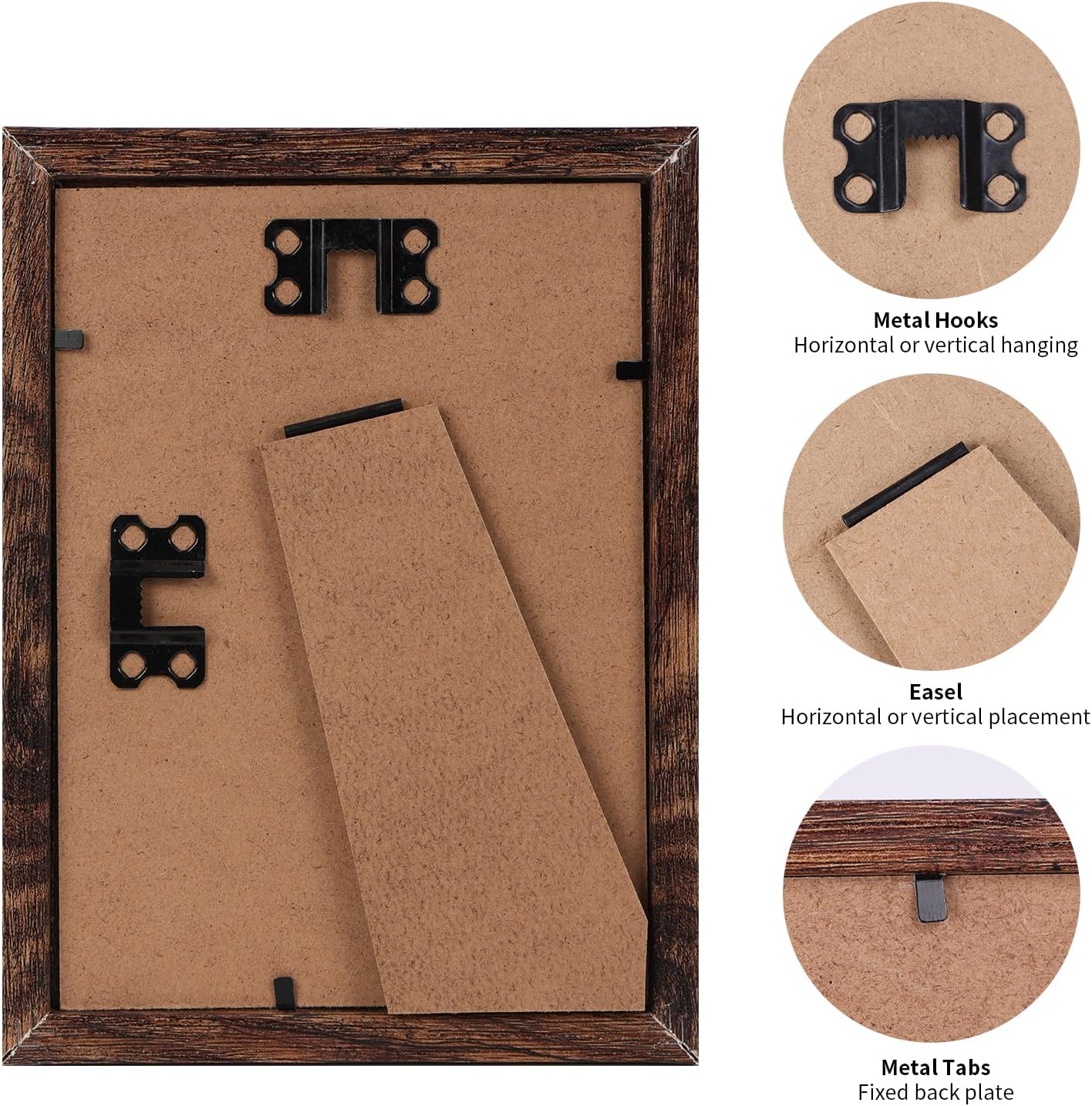 Wooden Bulk 5x7 Picture Frame Set of 18, Rustic Brown Photo Frames Fits 5 by 7(Brown)7"L x 5"W