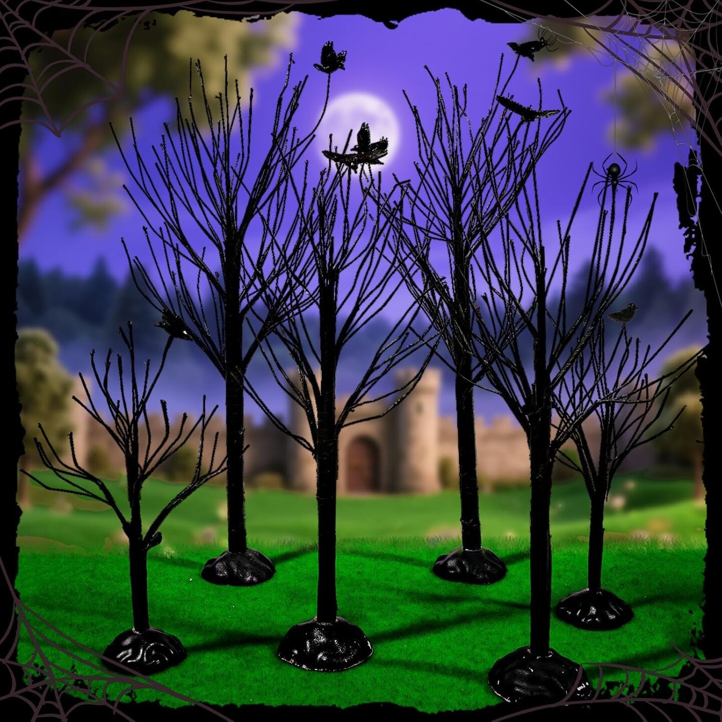 6 Pcs Halloween Village Trees (Black)