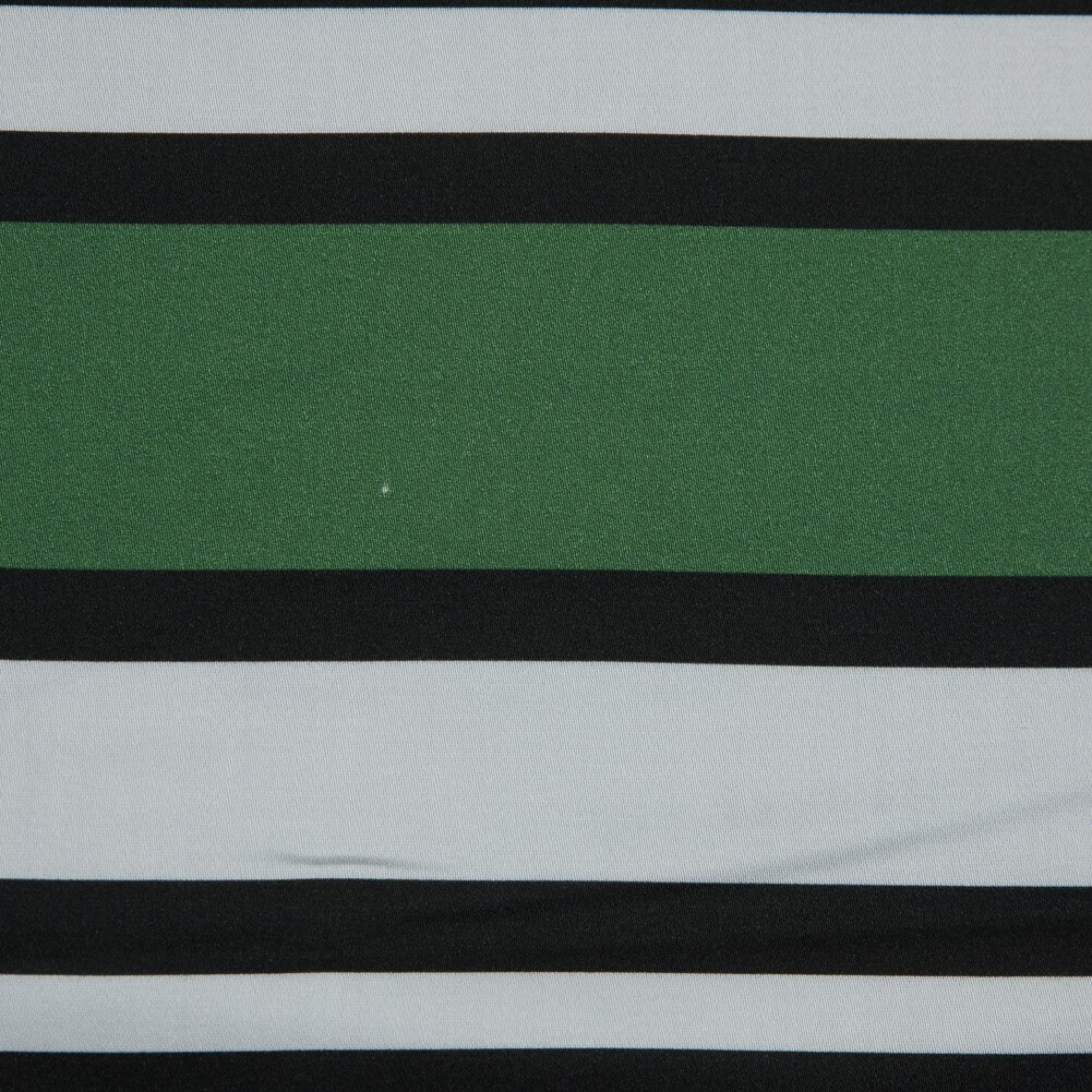 1 Yard Stretch Cotton Sateen - Green and White Stripes - Aina Stripe Print Fabric