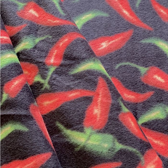 Spicy Cooking Chili Peppers Anti-Pill Premium Fleece Fabric | By The Yard