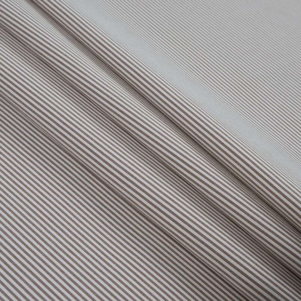 1 Yard Brownie White Candy Striped Stretch Cotton Woven Fabric Medium Weight Durable