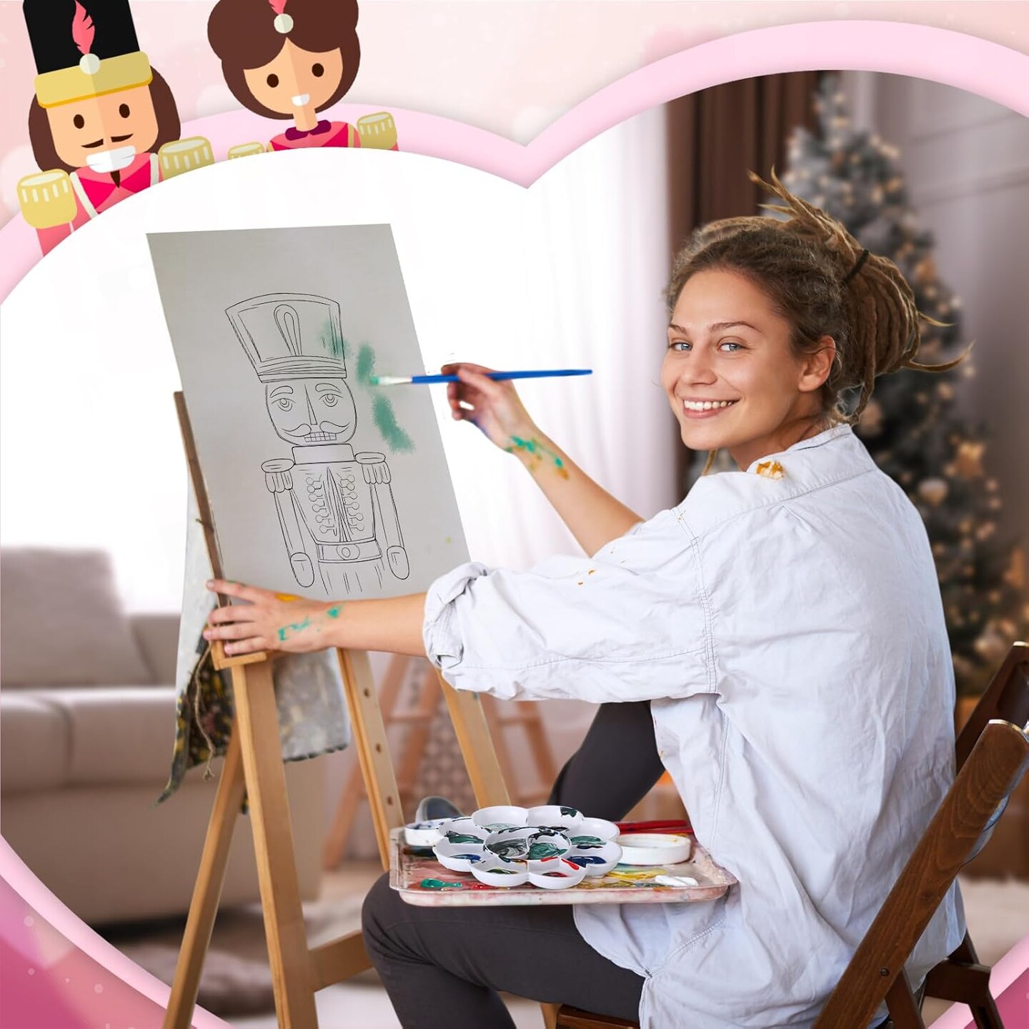 112 Pcs Christmas Nutcracker Pre Drawn Canvas for Painting 11.81&#x22;L x 9.06&#x22;W
