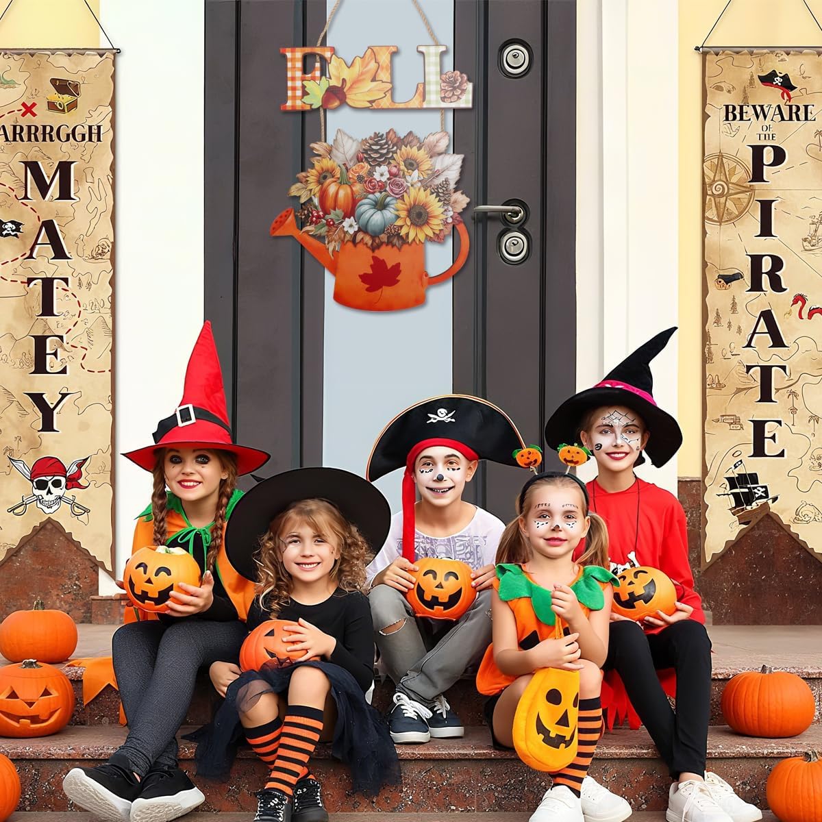 Autumn Rustic Thanksgiving Decorative for Porch(Orange Fall)