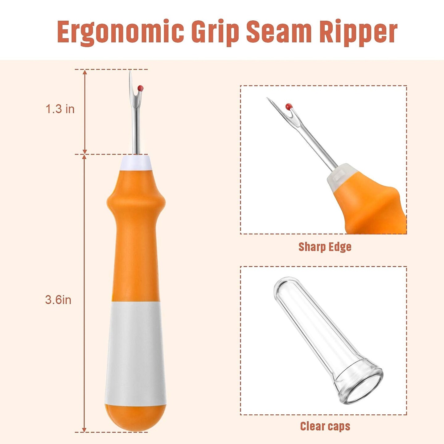 Mudder 5 Pieces Seam Ripper for Sewing Ergonomic Seam Ripper Colorful Large Thread Remover Stitch Tool Handy Thread Picker for Sewing Crafting Embroidery Removal Tool, 5 Colors