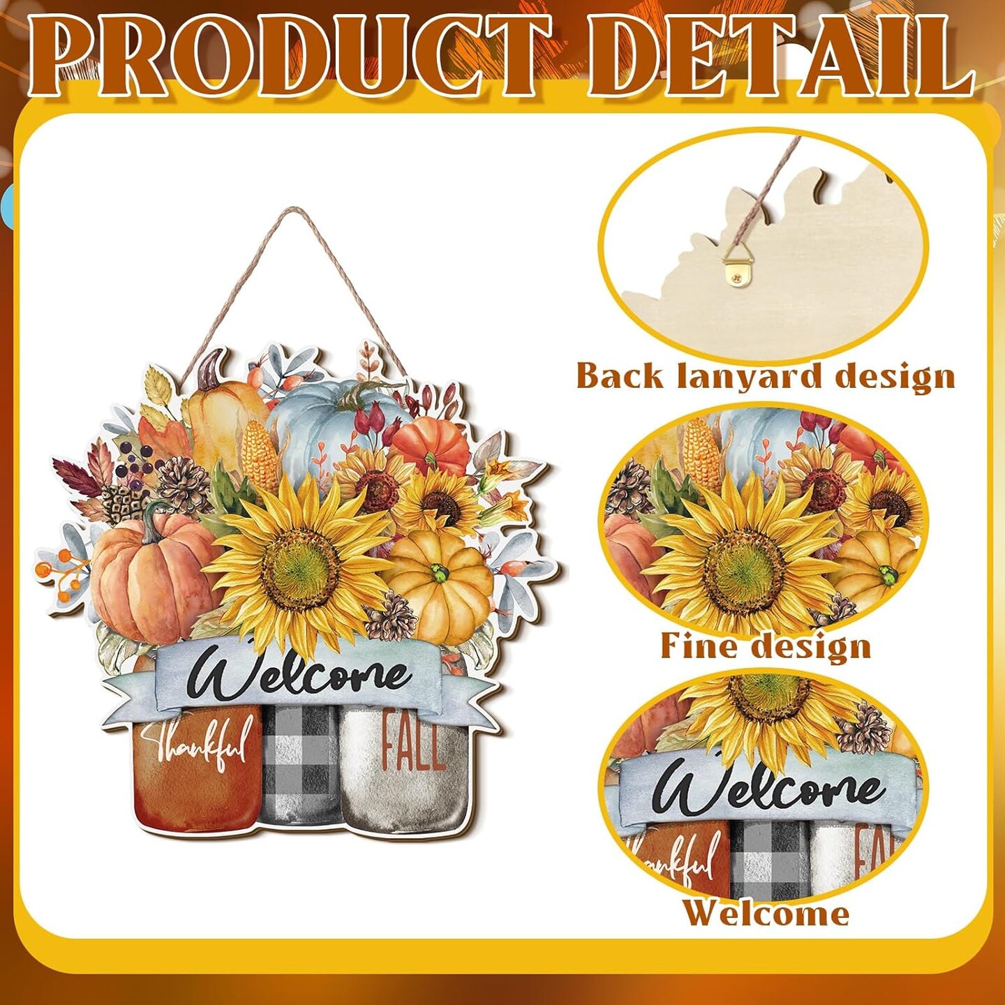 Fall Door Decor Fall(multicolour)