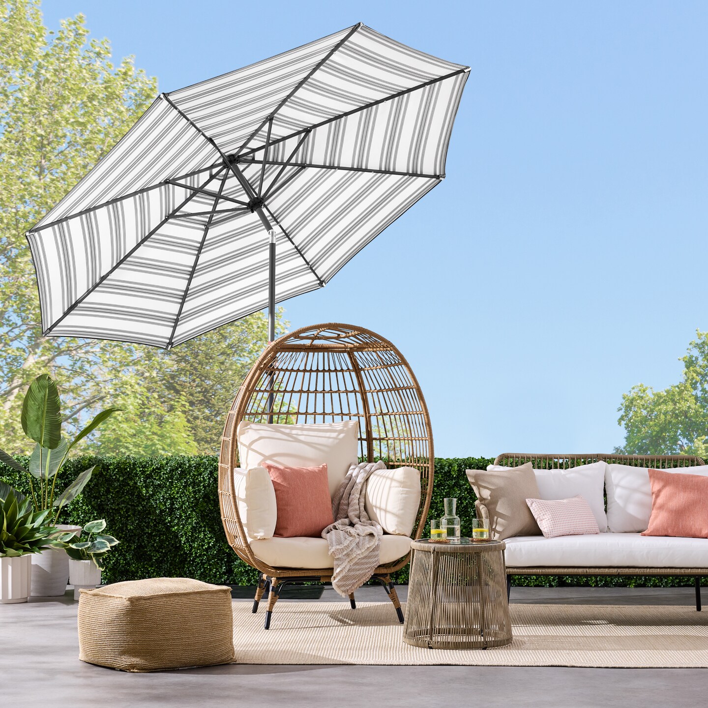 Best Choice Products 10ft Solar LED Lighted Striped Patio Umbrella w/ Crank, Tilt, Push Button, 6 Ribs