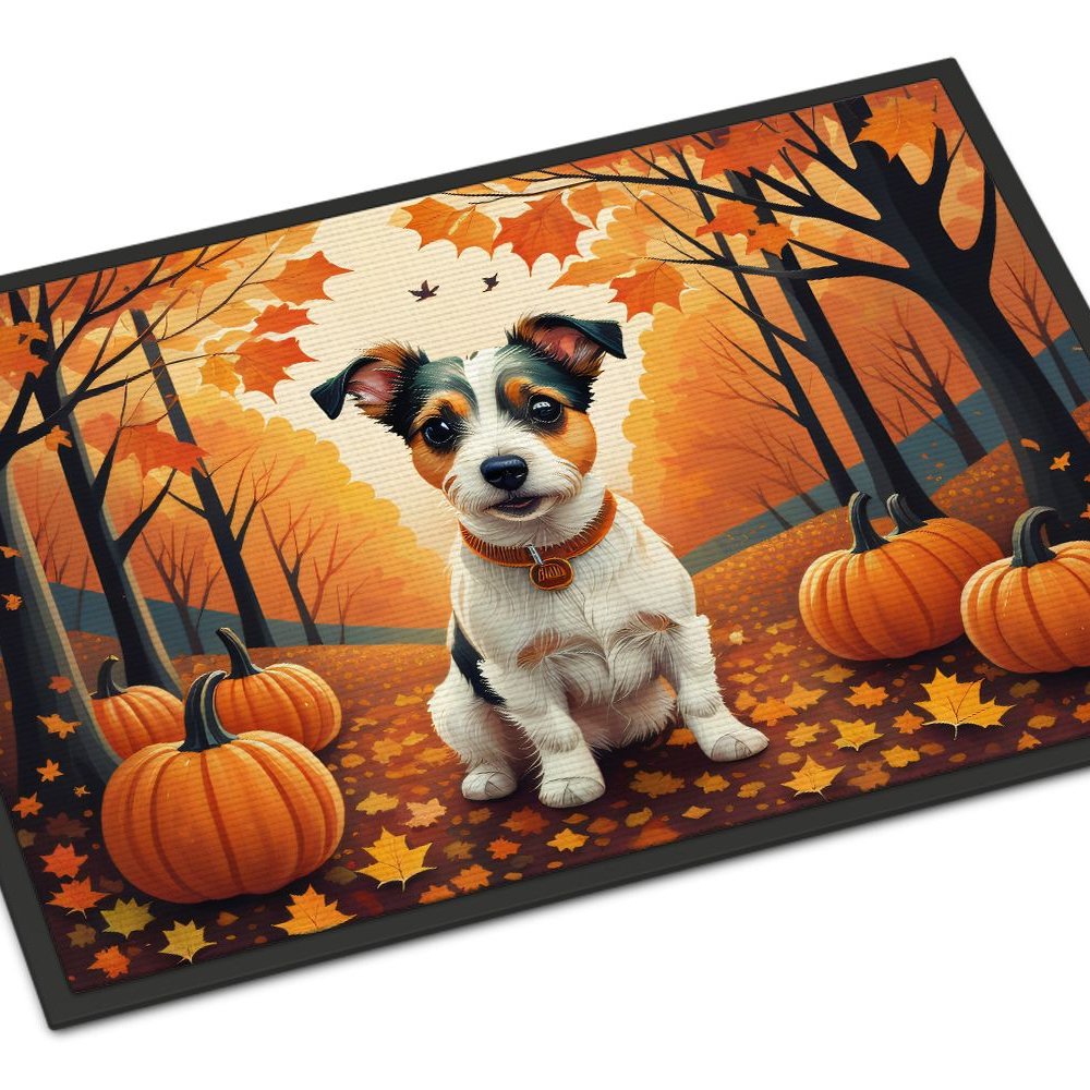Edge Collections - 18&#x22; x 27&#x22; - Multicolor - Jack Russell Terrier Doormat Non Slip Washable - 1 Piece