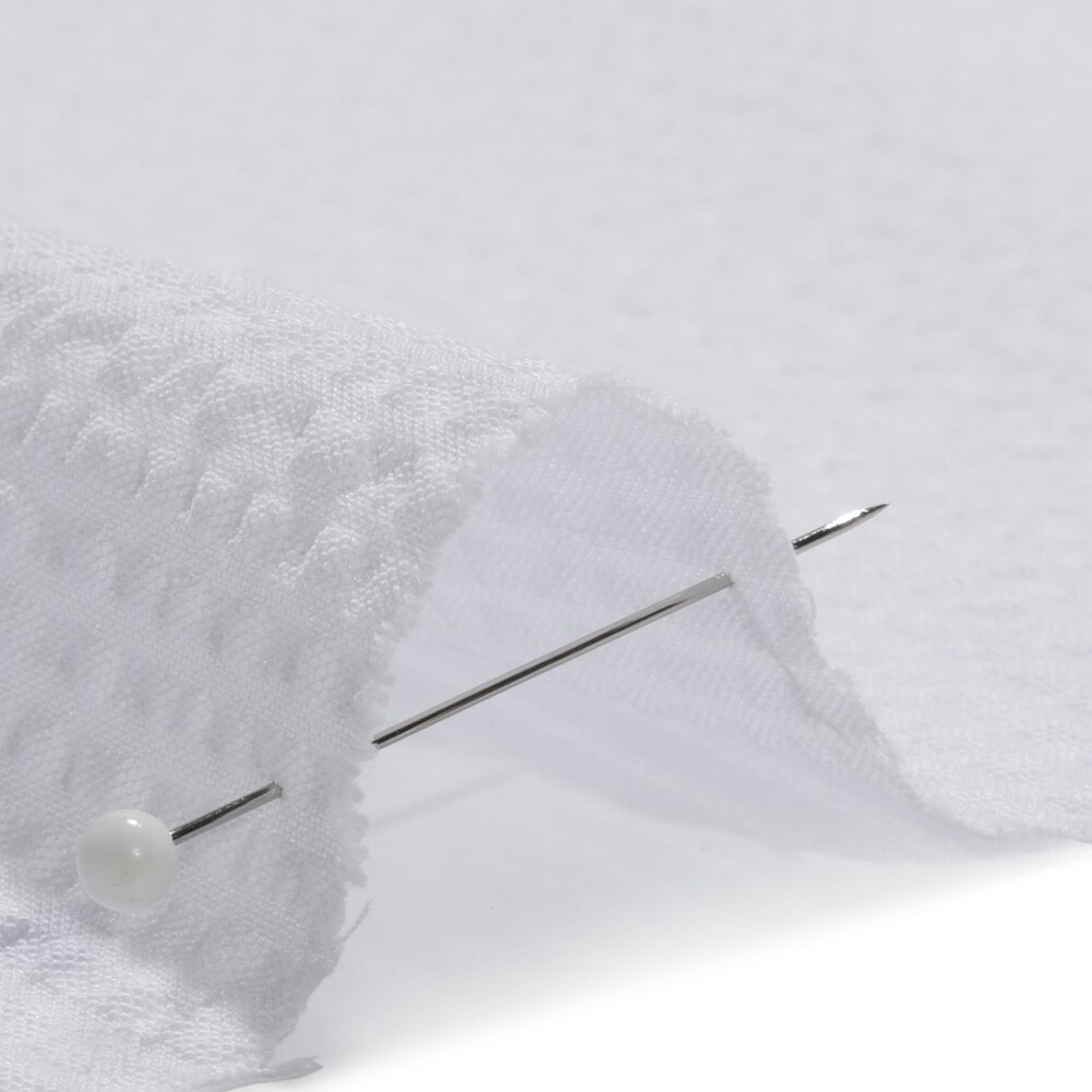 1 Yard White on White Candy Striped Polyester and Cotton Seersucker