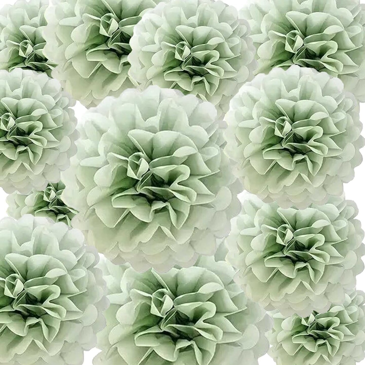 12Pcs- Hanging Paper Flowers(Sage Green)	11.97 x 5.35 x 1.3 inches