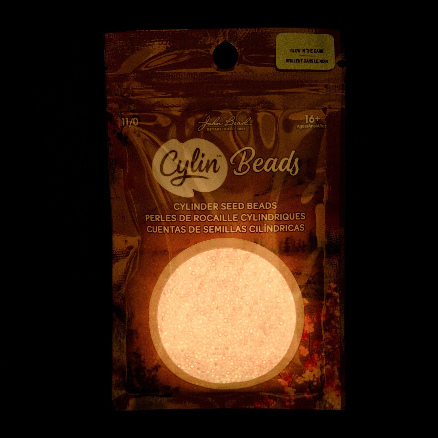 John Bead Glow in Dark Cylin Beads 11/0 Glass Cylindrical Seed Beads, 25g