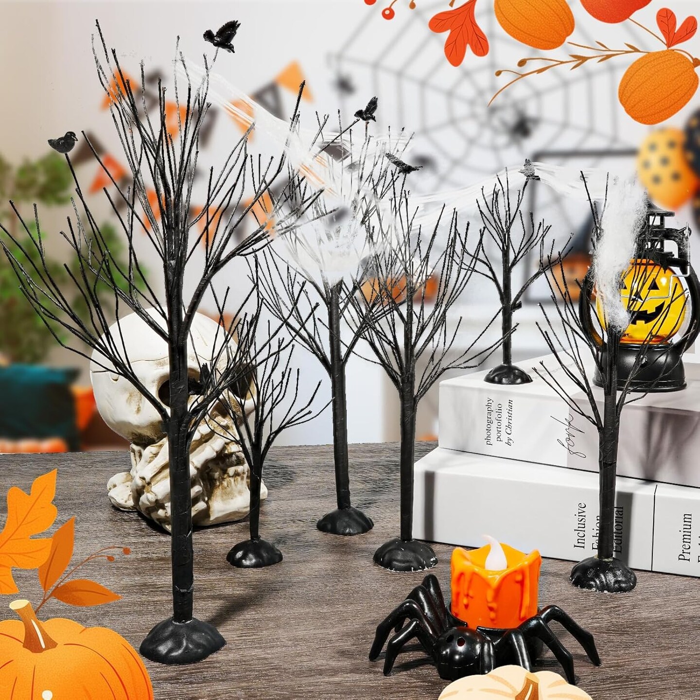 6 Pcs Halloween Village Trees (Black)