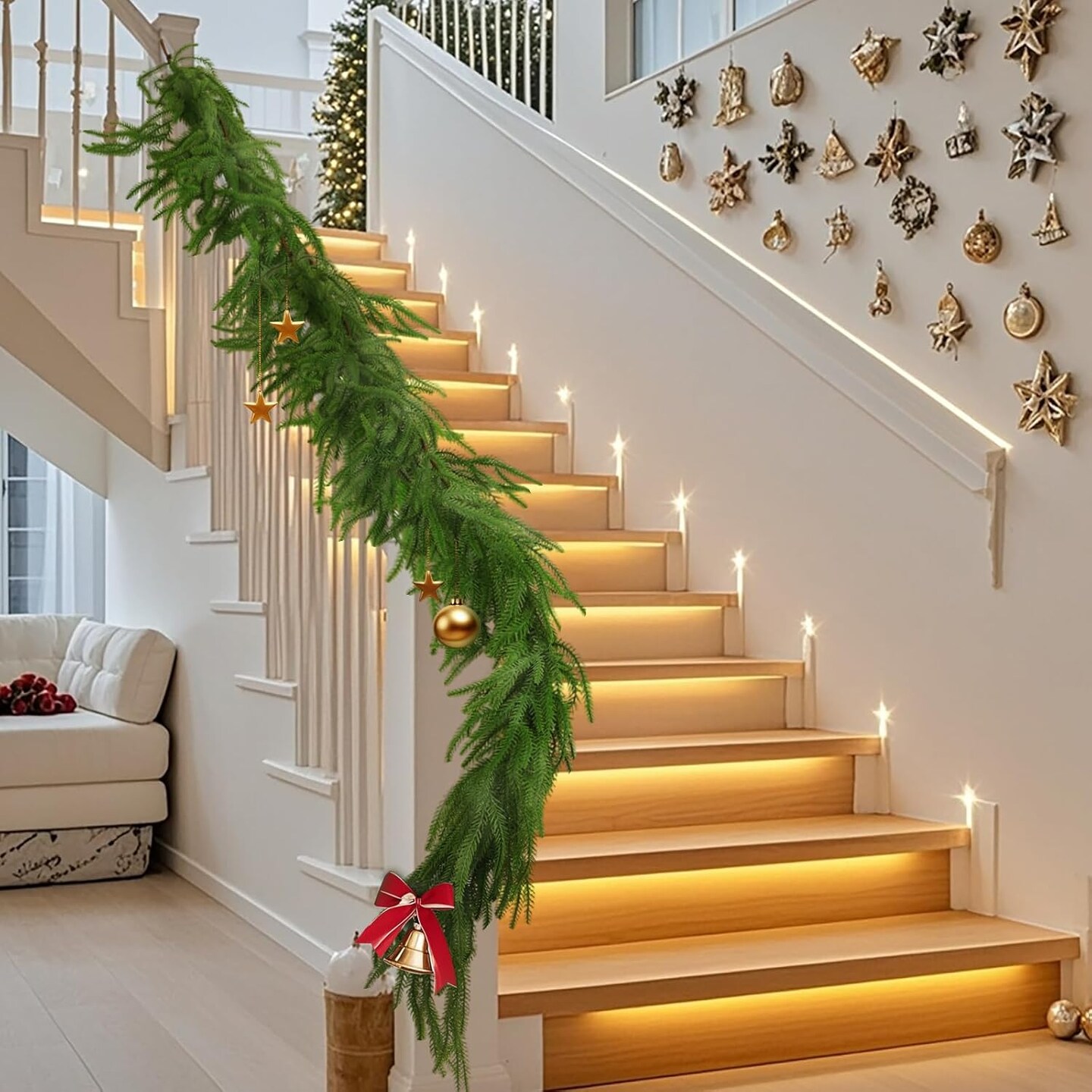 2 Pcs 6 Ft Artificial Norfolk Pine Garlands (&#x9;Green)