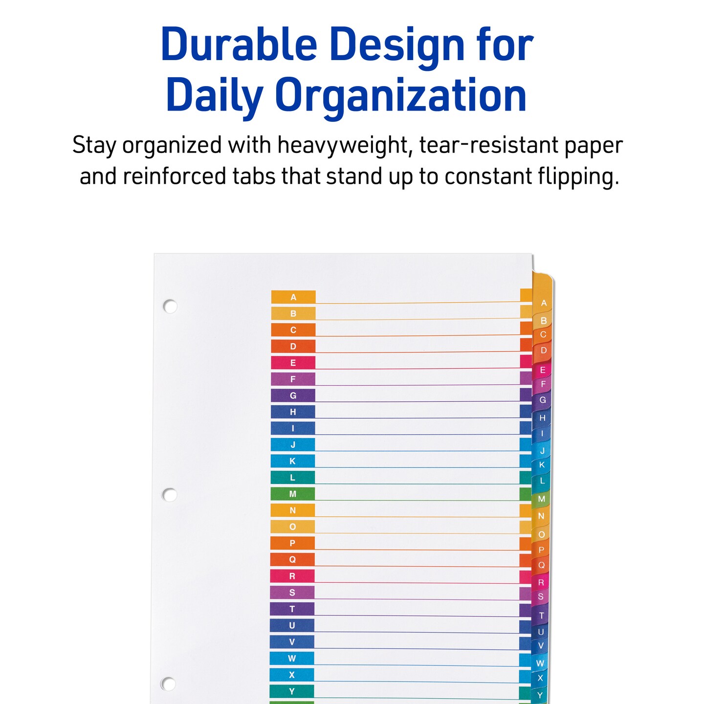 Avery A-Z Dividers for 3 Ring Binders, 26 Tabs per Set, Customizable Table of Contents, Multicolor Tabs (6 Sets of 11832)