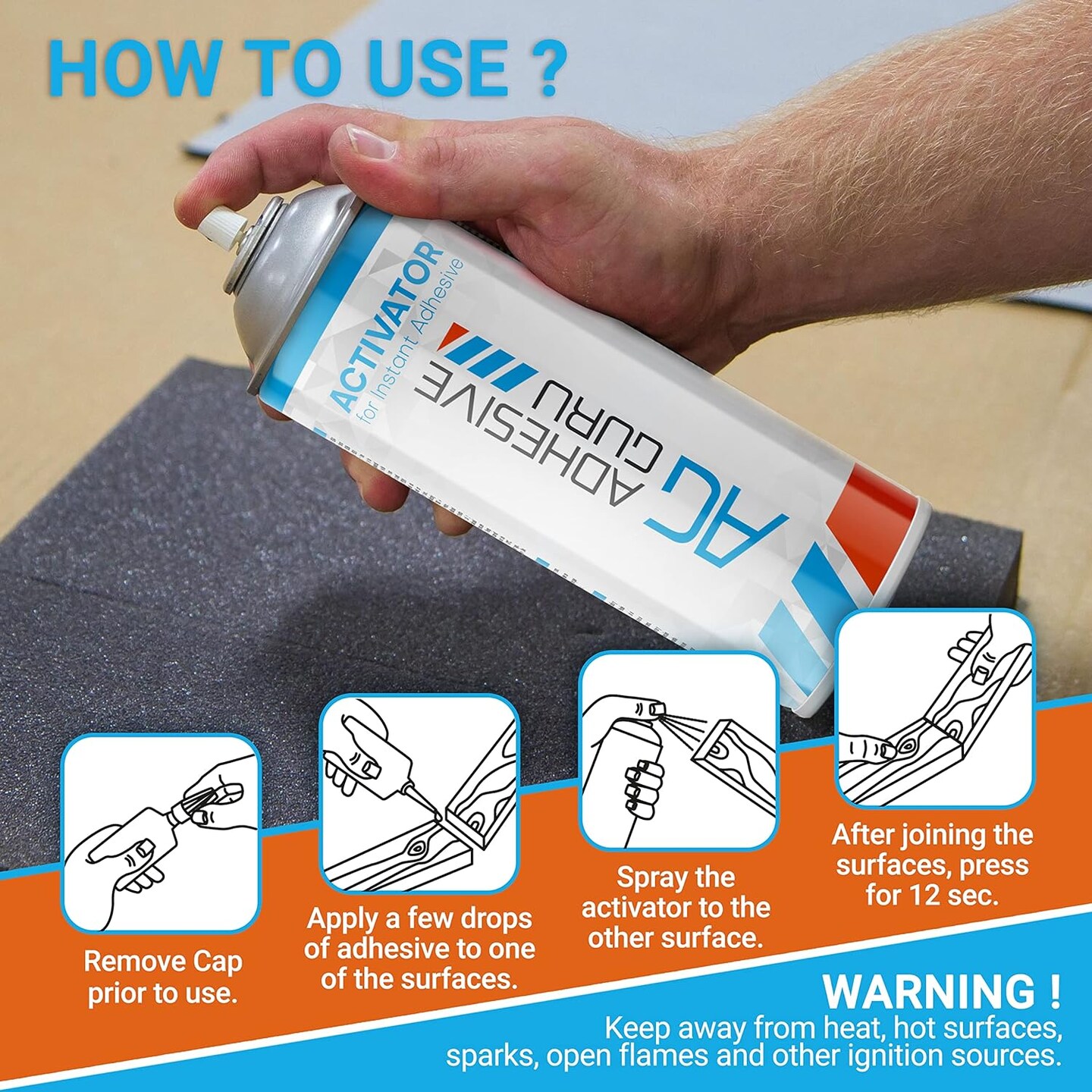 ADHESIVE GURU Ceramic Repair Kit, AG Ceramic Glue 0.7 oz. &#x26; Activator Spray 3.38 fl oz. Set, Fast-Drying Adhesive Set for Porcelain, Pottery, Crafts