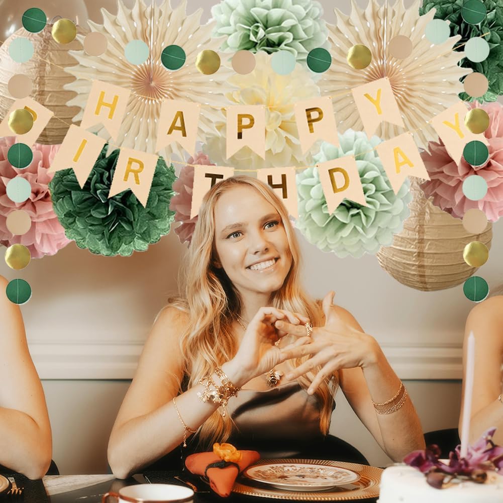 Sage Green and Dusty Pink Birthday Decoration(Sage Green, Dusty Pink)