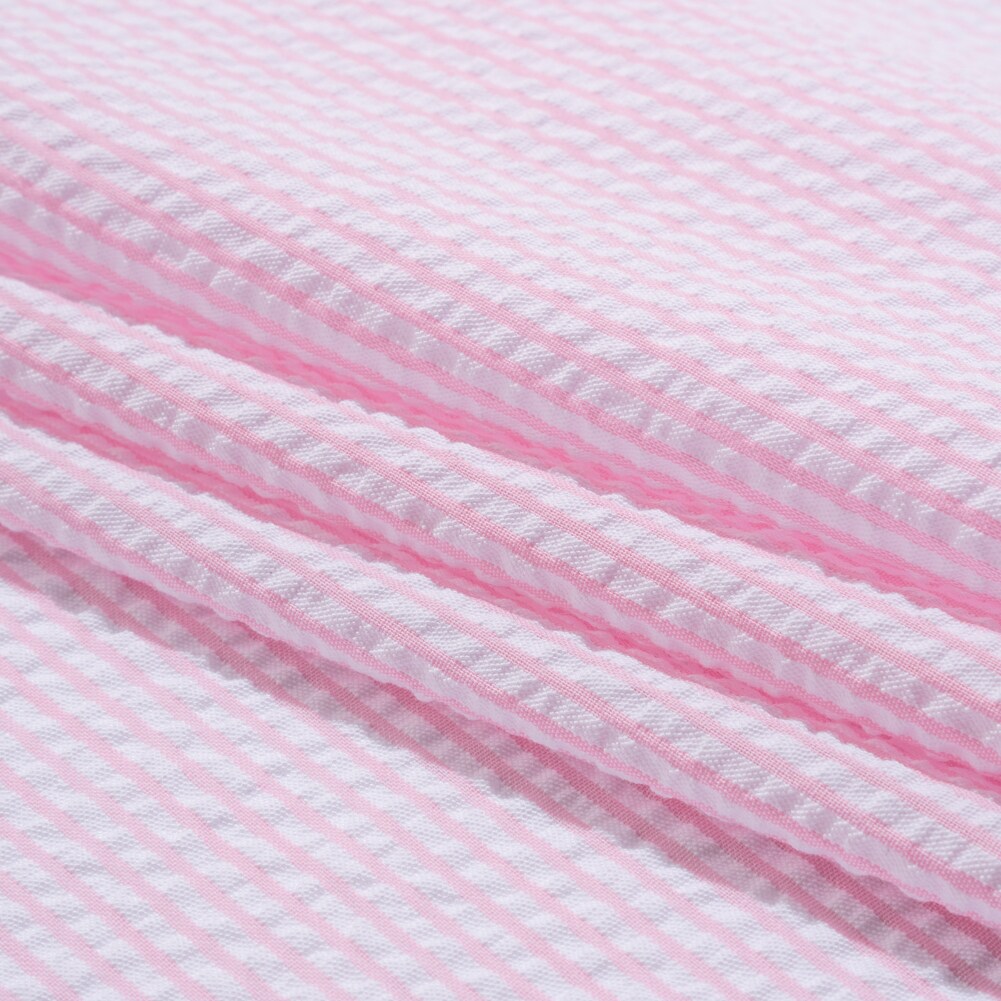 1 Yard Polyester and Cotton Seersucker Pink and White Candy Stripes
