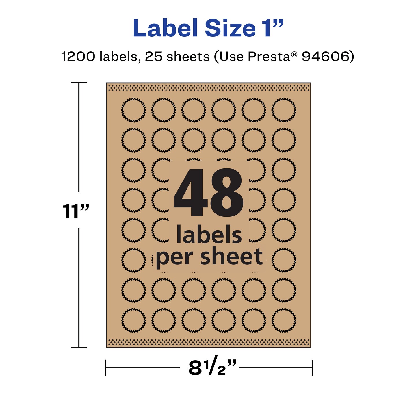 Avery Kraft Brown Starburst Labels with Sure Feed, 1&#x22;