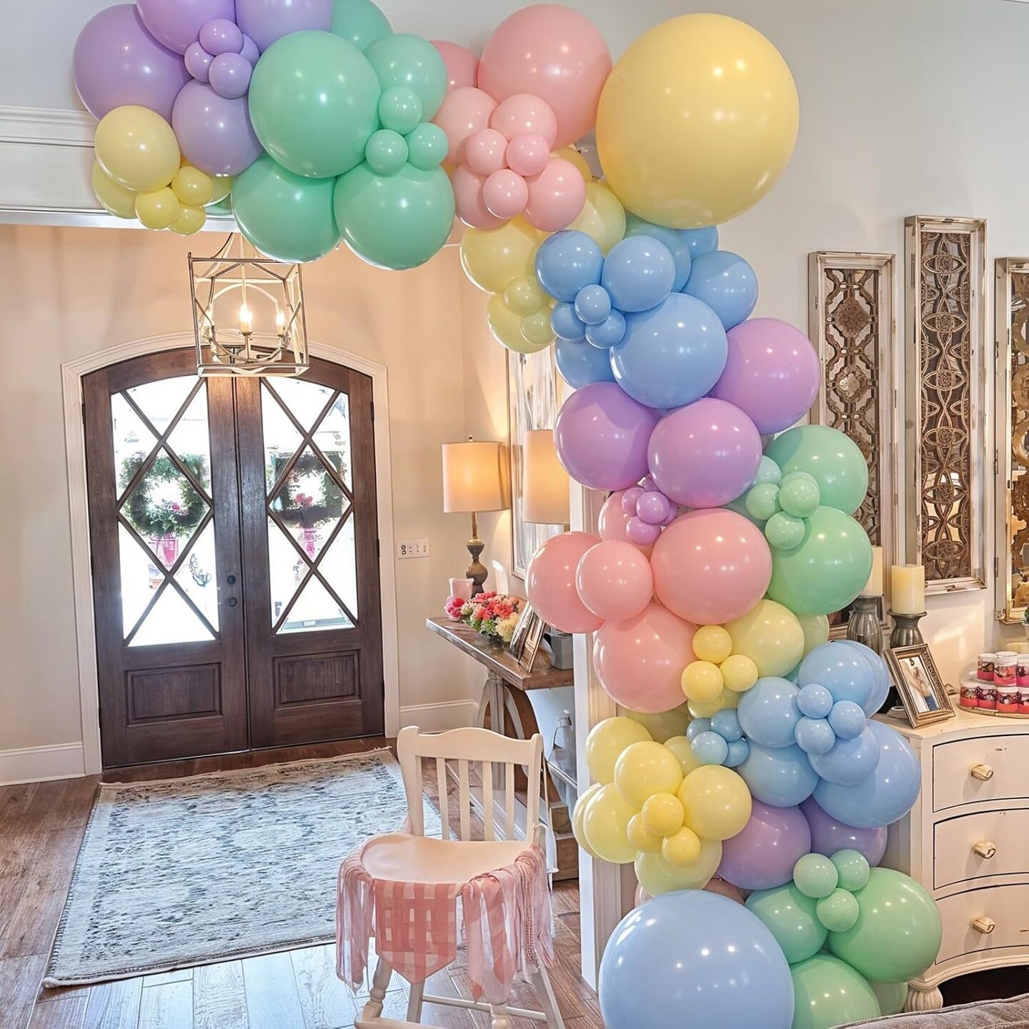 12 Inch Macaron Pink Purple Blue Yellow Green Colorful Confetti Balloons