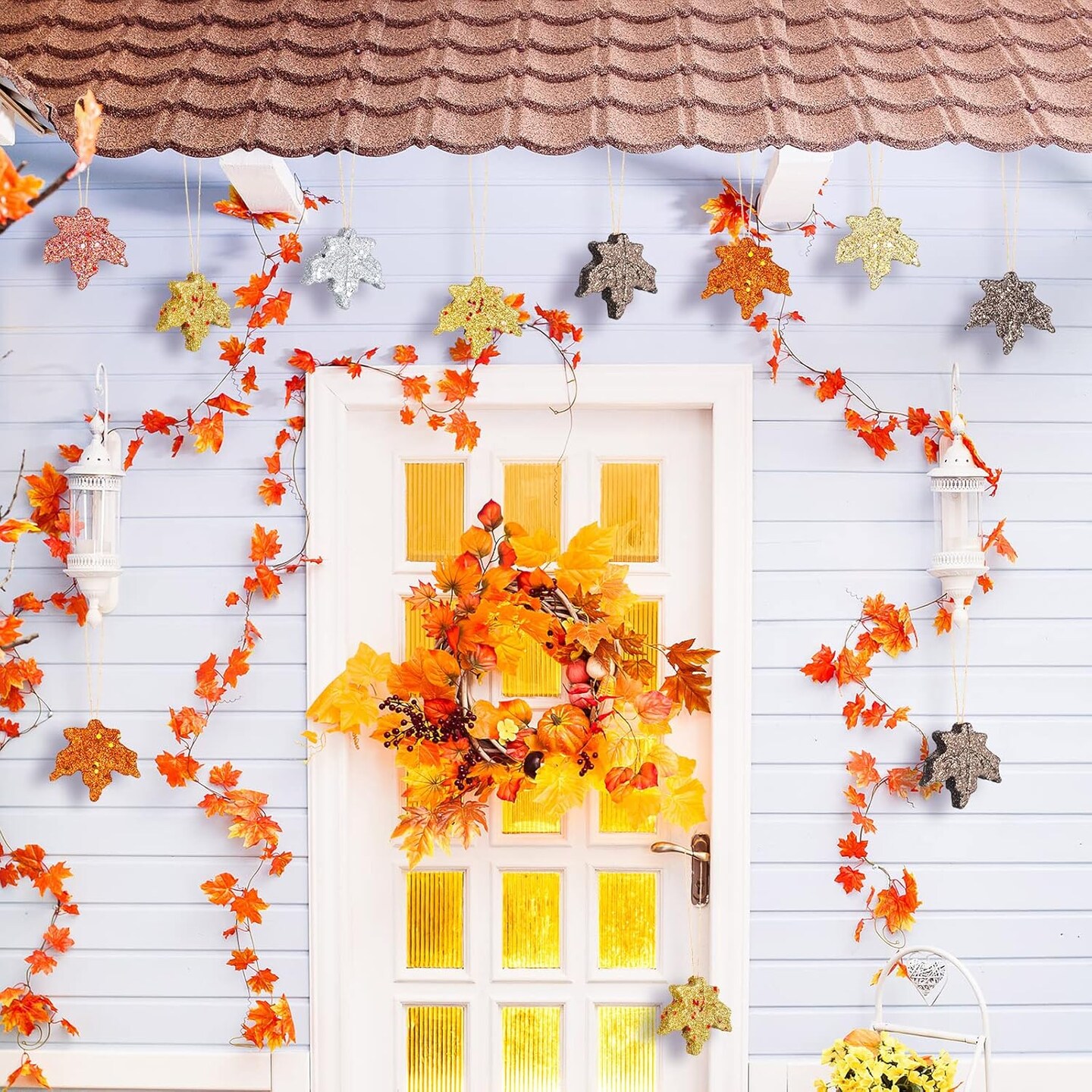 36 Pcs Thanksgiving Maple Ornaments Fall Crafting(Maple,Classic Color)