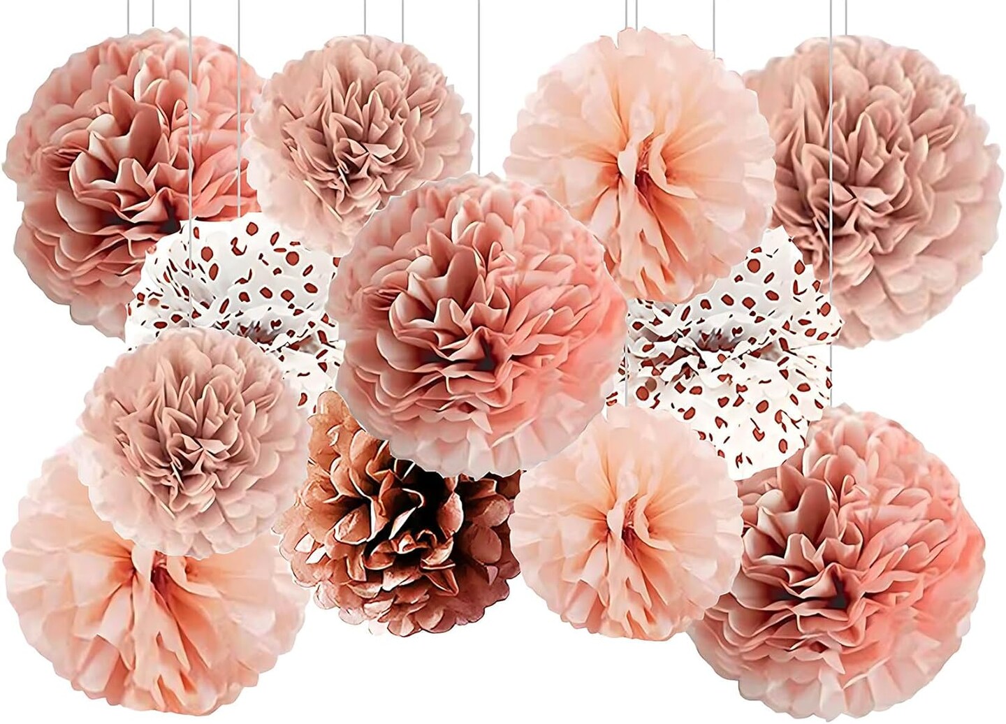 12Pcs Pompoms Flowers(Rose Gold)12.09 x 5.35 x 1.22 inches
