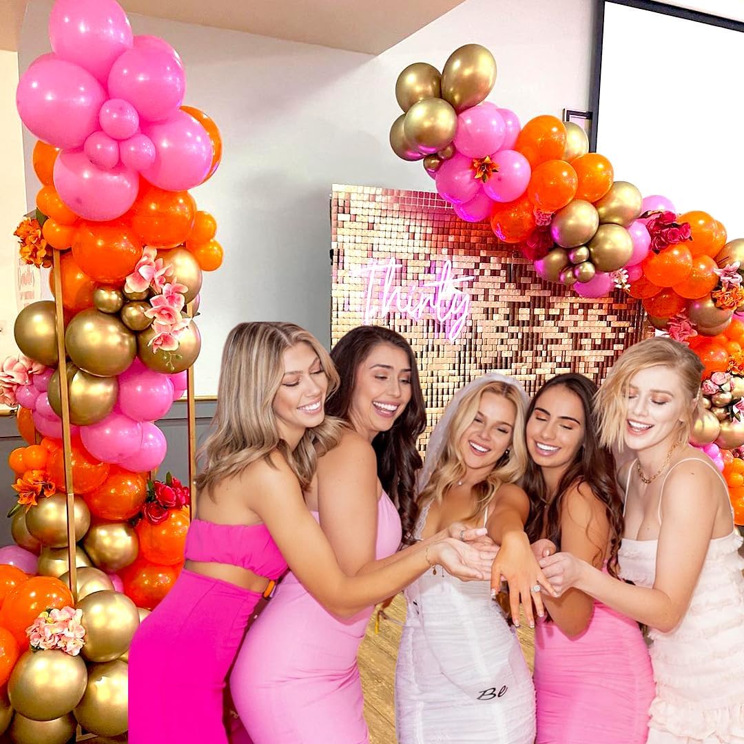 12 inch Hot Pink and Orange Balloons(Pink Orange Gold)12.6 x 8.6 x 0.3 inches