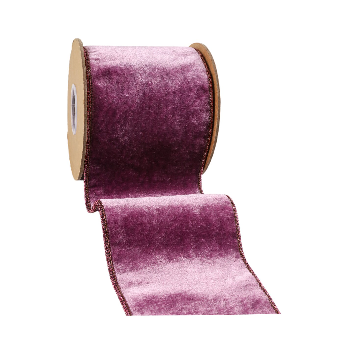 LaRibbons 2 1/2&#x22; - 4&#x22; Wired Premium Velvet Ribbon w/ Metallic Dupioni Backing | 5 Yard Roll