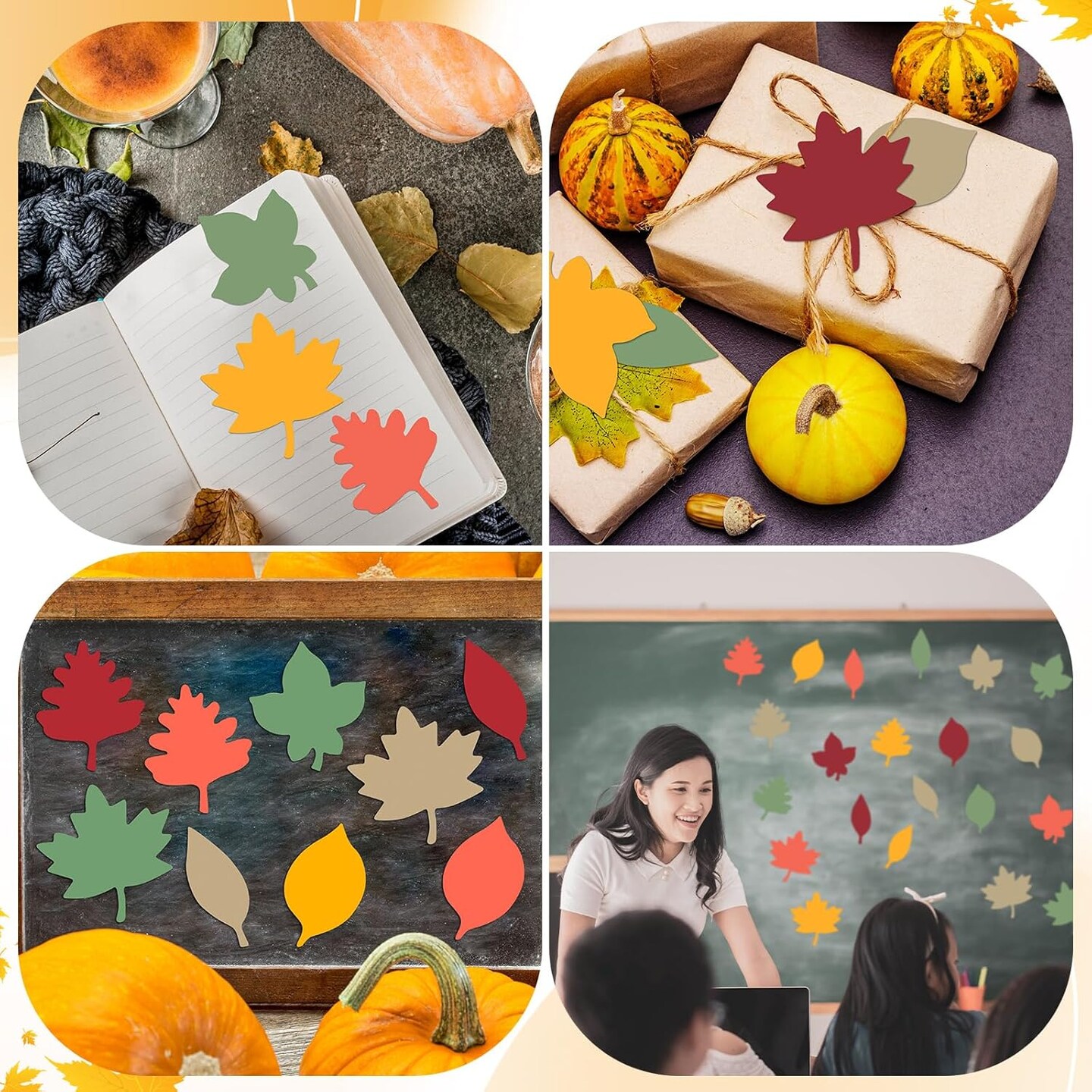 2.4 Inches - 250 Pcs Paper Fall Leaves Die Cuts Bulk Autumn Craft