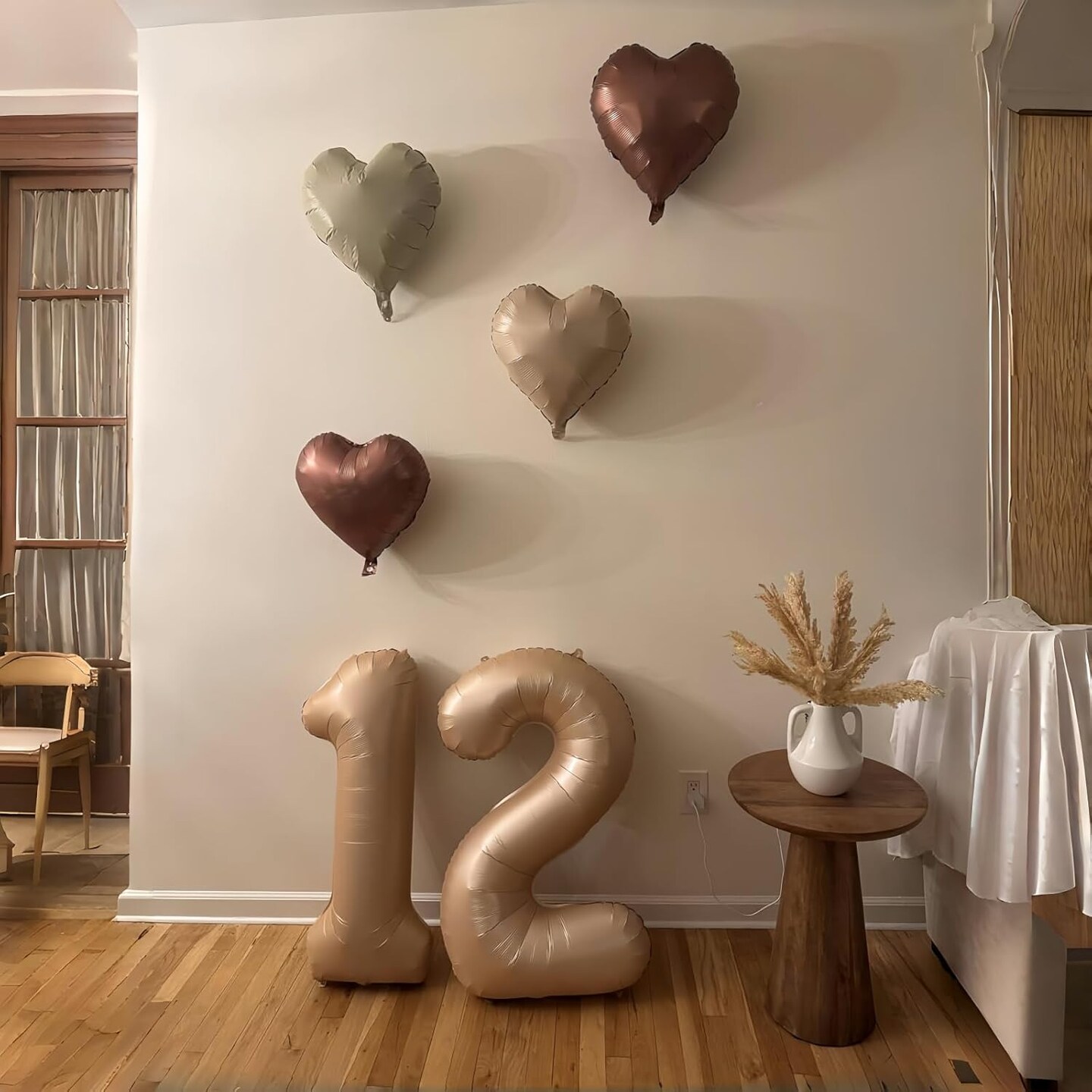 21st Birthday Balloon Set – 21 Beige, Nude, and Taupe Foil Balloons with Numbers, Hearts, Stars | Neutral Sand, Cream, White & Tan Party Decorations for Women, Men, Weddings & Anniversaries