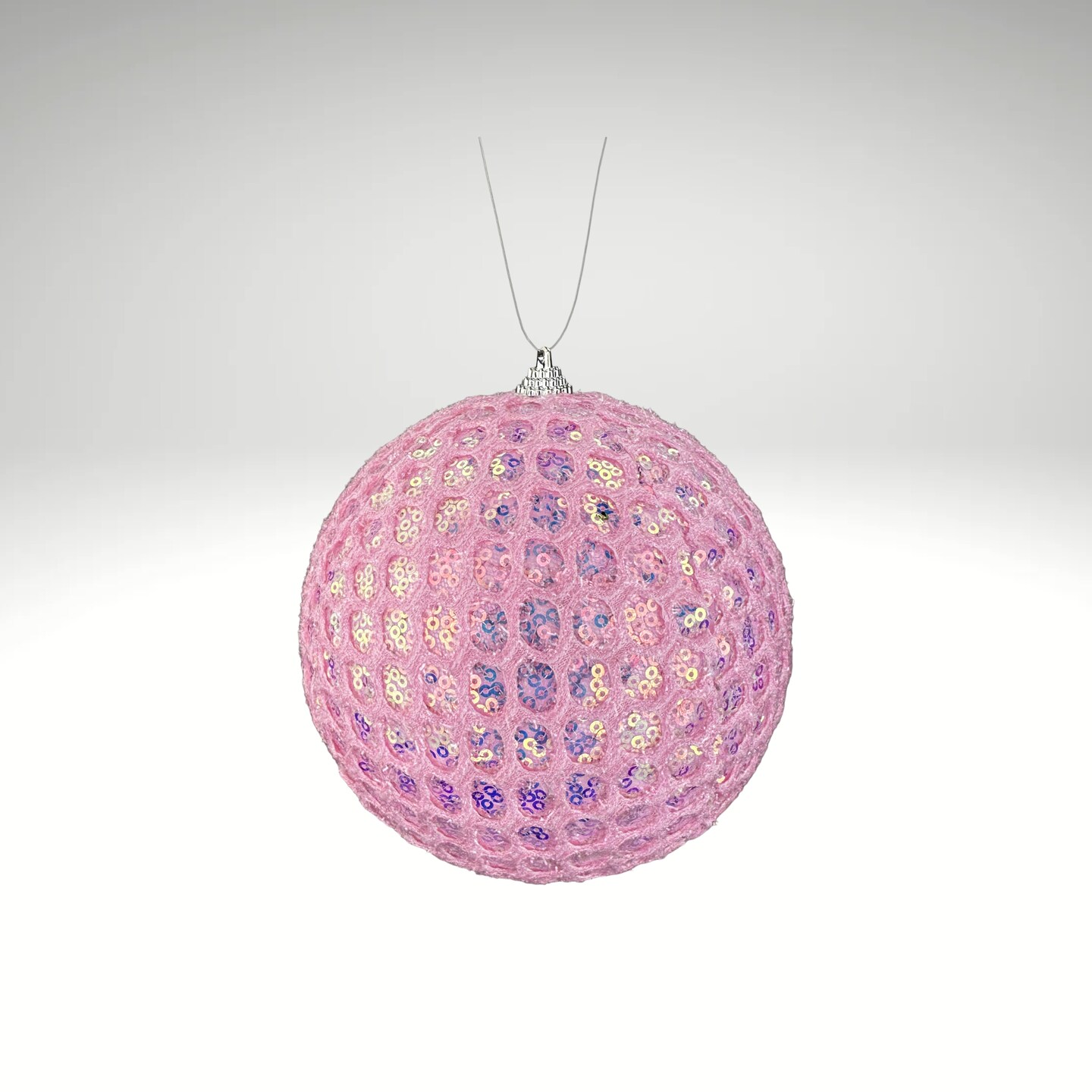 Pink 6&#x22; Sequin Ornament Ball &#x2013; Shatterproof Christmas Tree Decoration-86357PK