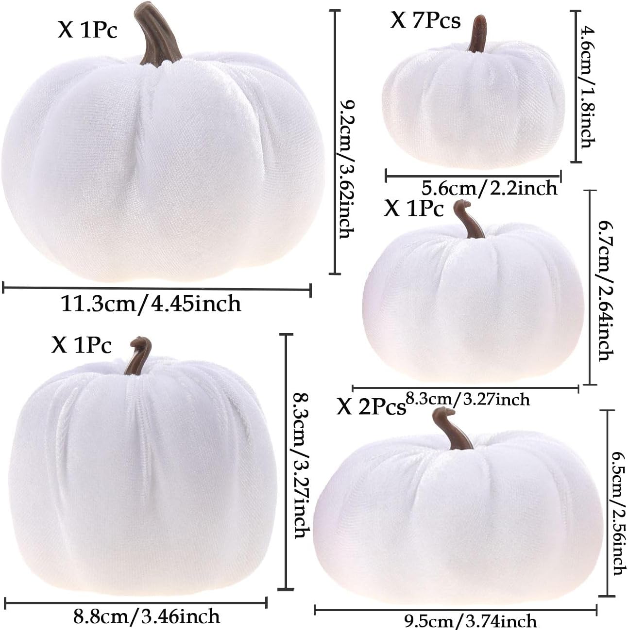 12pcs Halloween Assorted Pumpkins (White)