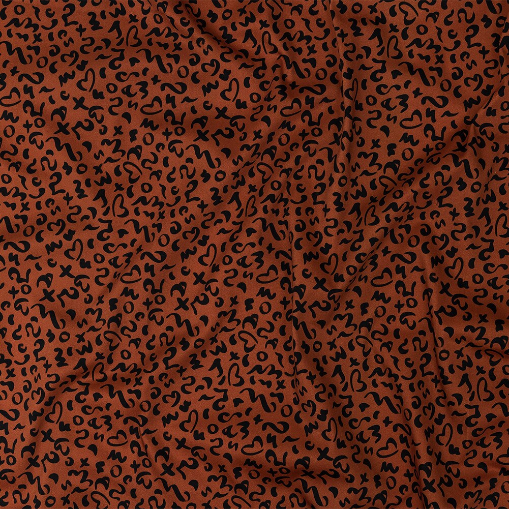 1 Yard Stretch Cotton Sateen Mango Doodle Spots Ancient Iconography Print Fabric