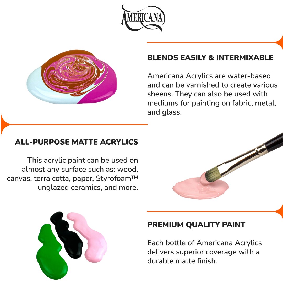 DecoArt Americana Banner Painting Neutral Color Acrylic Paint Set – 8 Matte Classic Shades