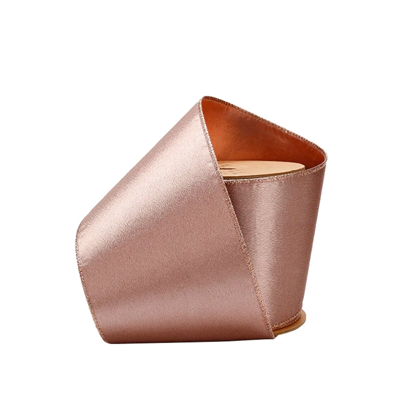 LaRibbons 4" Reversible Shimmer/Lurex Wired Ribbon | Rose Gold/Rose Gold | 10 Yard Roll