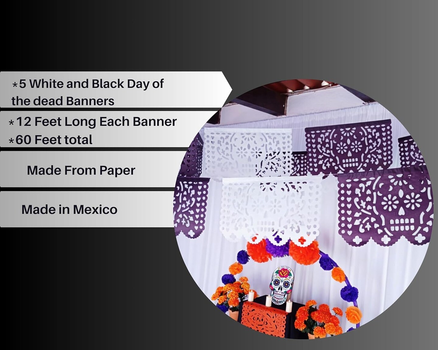 Dia de Los Muertos Decorations (White Black)