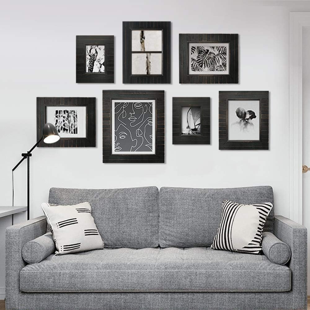 5x7 Picture Frame Distressed Black, Timbermount Rustic Photo Frame(Black)10.8"L x 8.9"W