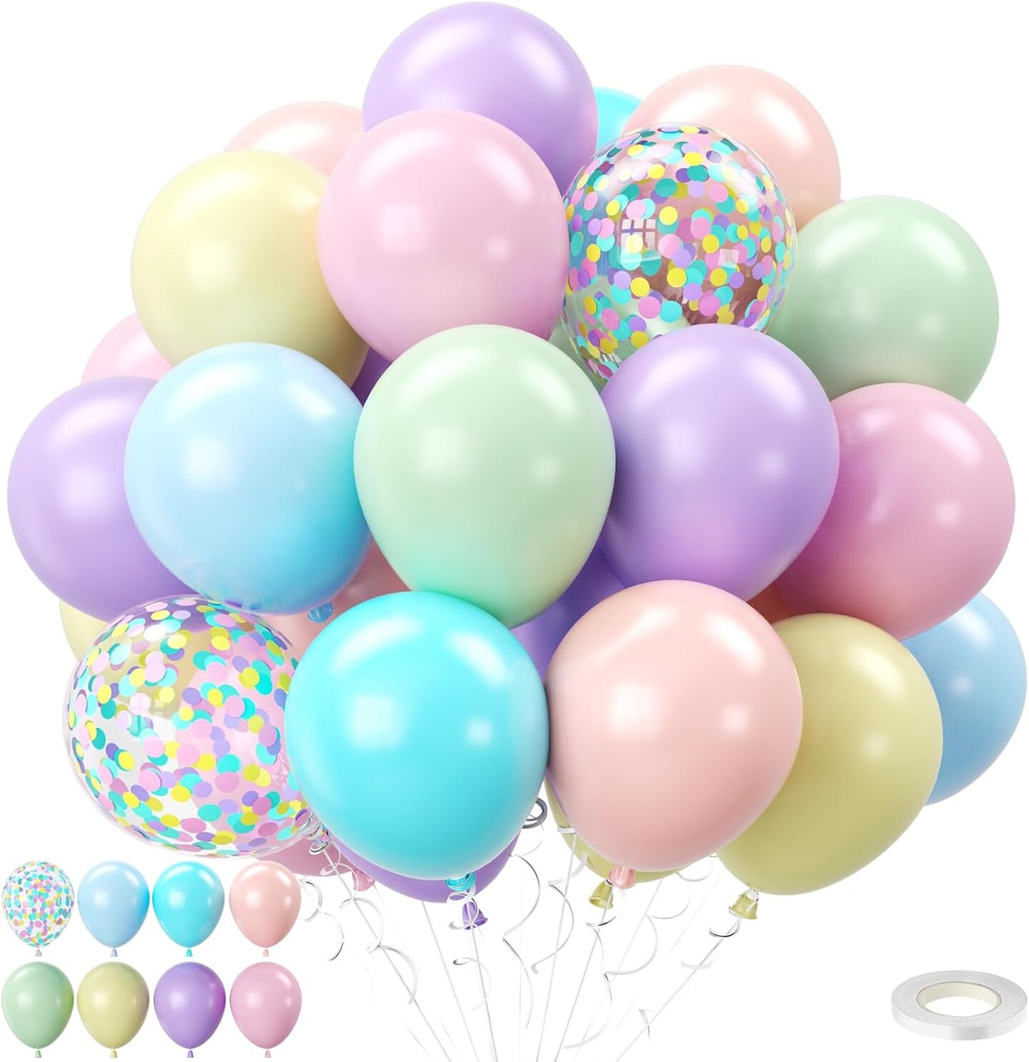 Yellow Orange Teal Confetti Latex Balloons(Pastal)